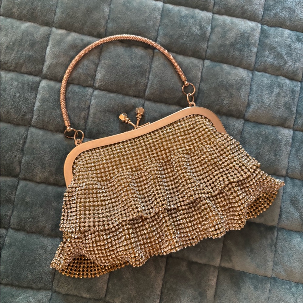 Elegant Gold Ruffled Women's Purse